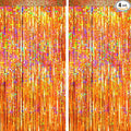 4 Packs Orange Foil Fringe Curtain, Baby Shower, Thanksgiving, Friendsgiving by BSRESIN