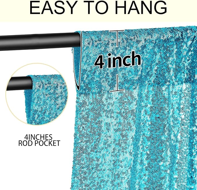 4×8FT-2PCS Turquoise Sequin Backdrop Curtains Panels, Photography Backdrop - Image 5