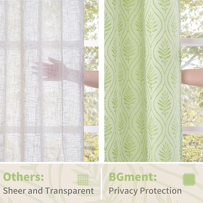 BGment Grass Green Leaf Jacquard Curtains - Image 5