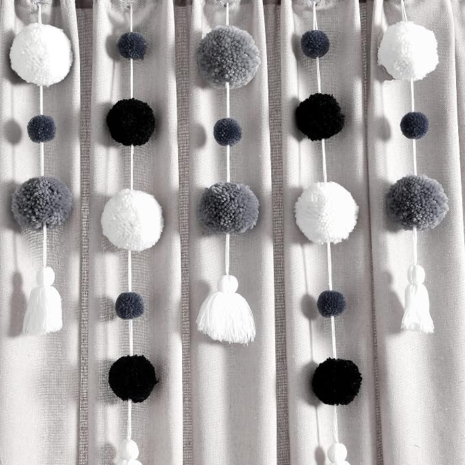 Lush Decor Boho Pom Pom Tassel Linen Window Curtain Panel - Image 3