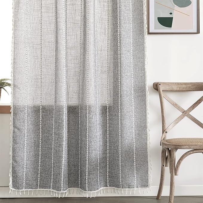 RoomTalks Dark Gray Boho Farmhouse Curtains - Image 9
