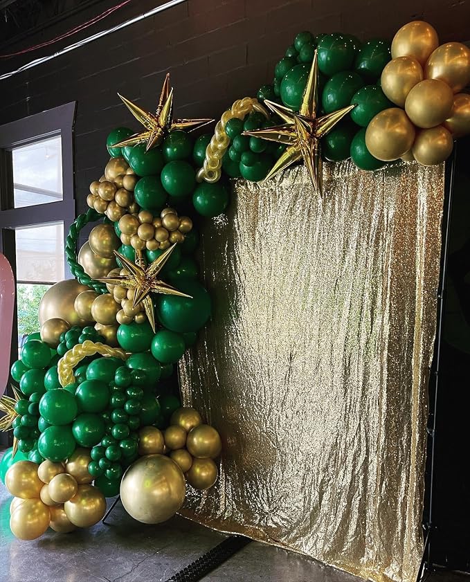 201Pcs Green and Gold Balloon Arch Kit, Explosion Star Emerald Dark Green - Image 5