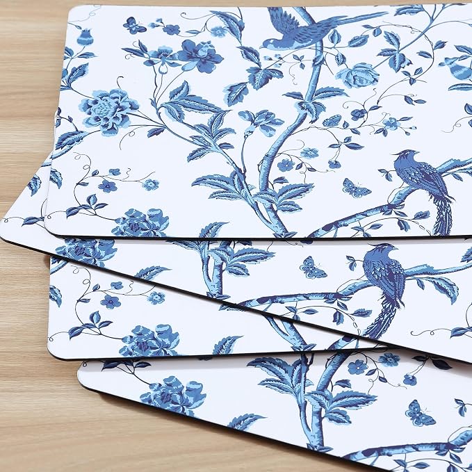 Laura Ashley Cork Placemats, 16 x 12-inch, Summer Palace Blue | Ideal - Image 4
