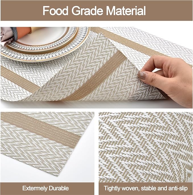SLKQG Beige White Placemats Set of 8 - Image 4