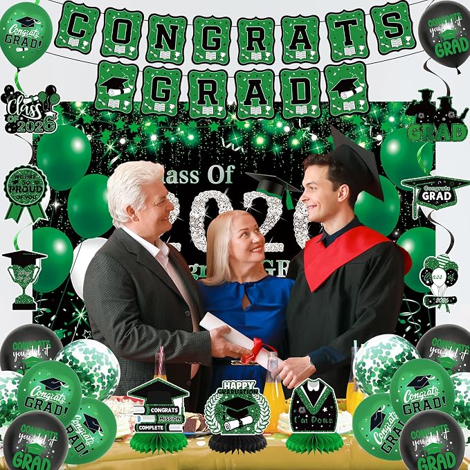 DARUNAXY Green Graduation Party Decorations, 2026 Congrats Grad Honeycomb - Image 5