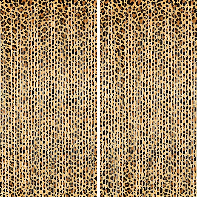 2 Packs Cheetah Prin Foil Fringe Curtain, Leopard Print Glitter Metallic Tinsel - Image 8