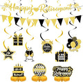 17 Pcs Black Gold Retirement Party Decorations by JCTHKUKU