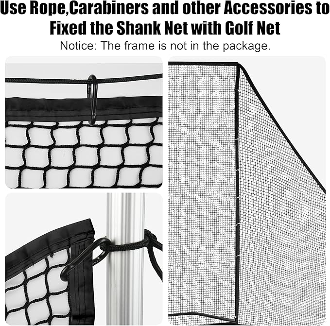 6-10ft 1/2PCS Nylon Shank Net Golf Accessory with 1 Sang Bag, Easy to Install Side Net for Golf Nets and Simulator Premium Sports Net Hitting Nets (Red/Black)