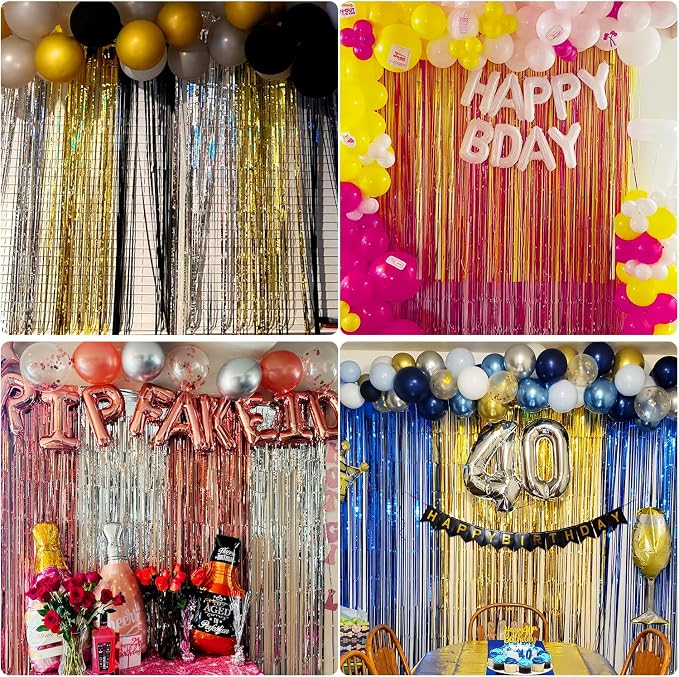 JINSUI Silver Tinsel Backdrop 3.3x8.2ft, 2 Pack Foil Fringe Curtains Decor - Image 7