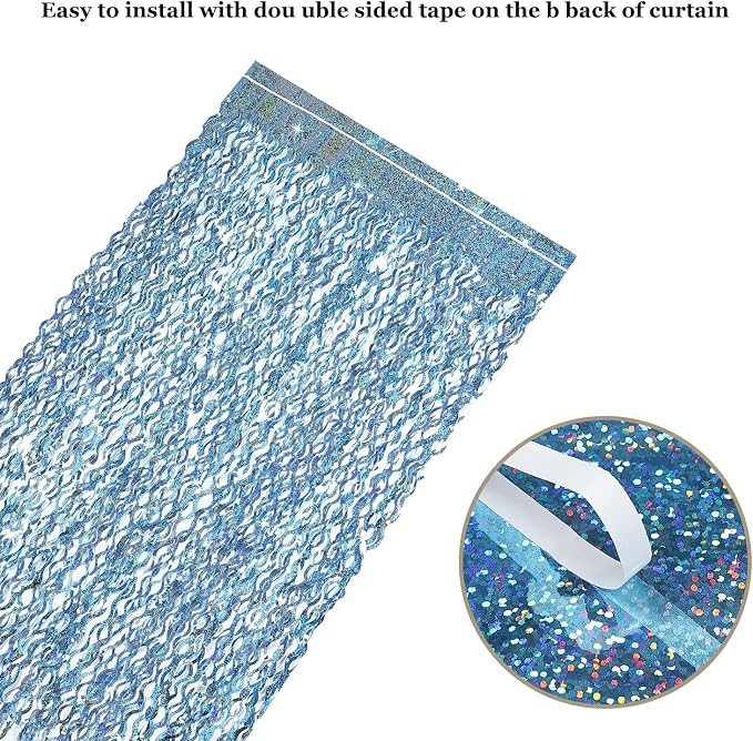 4 Pack Light Blue Party Foil Curtain - Image 4
