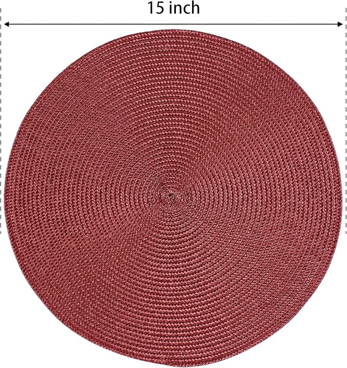 FunWheat Round Braided Placemats Set of 6 Table Mats - Image 2