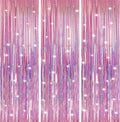 3 Pack 3.3 x 9.9 ft Holographic Pink Tinsel Streamers Party Decorations | Foil by Crosize