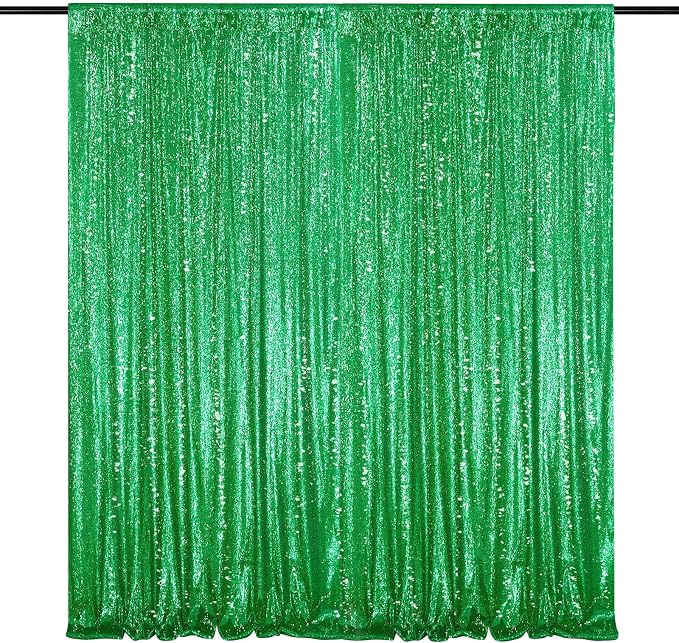 7ft x 7ft Green Sequin Backdrop Curtain Party Backdrop Curtain | Background by QueenDream