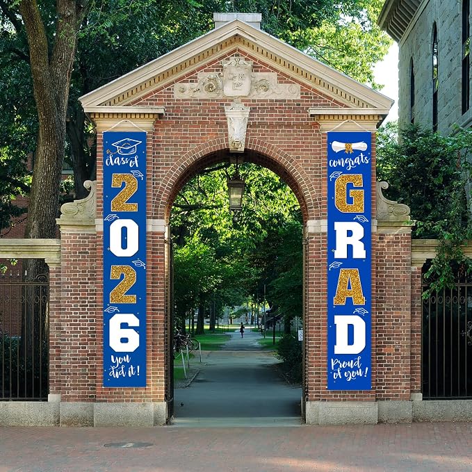 Graduation Decorations 2026 Banner Porch Sign Blue Gold - Image 4