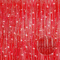Crosize 2 Pack Laser Red Party Streamers Backdrop, 3.3 x 9.9 ft | Tinsel Foil by Crosize