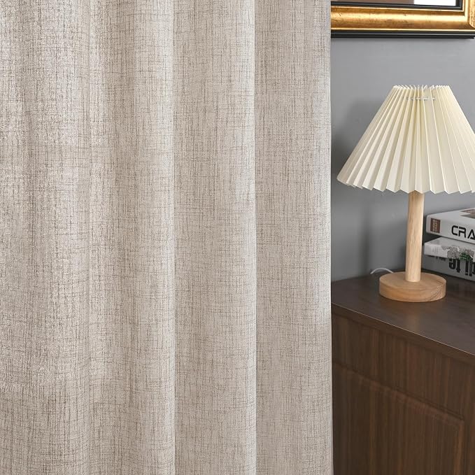 YoungsTex Linen Semi Sheer Curtains 54 Inch Length 2 Panels - Image 9