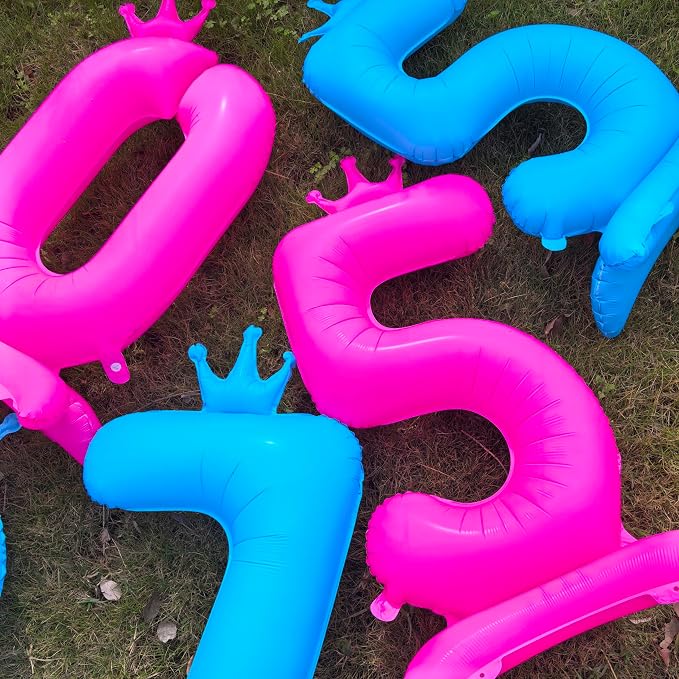Fluorescent Pink Crown Number 6 Foil Balloon Neon Glow In The Dark Balloon | - Image 5