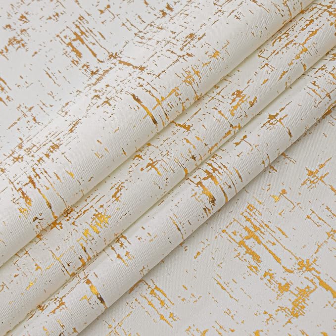 Taisier Home Gold Foil Print Linen Textured Curtains Geometric Dots Pattern - Image 5