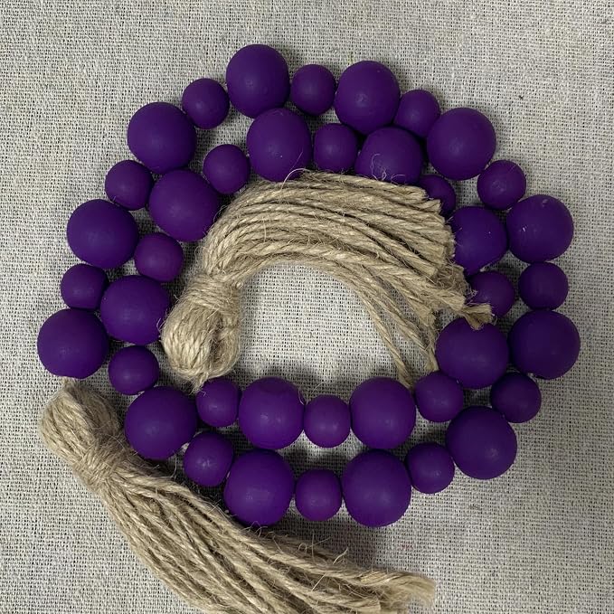 Handcrafted Farmhouse Wooden Decorative Beads Garland, Table Tray Boho Wood - Image 3