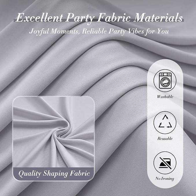 20 ft x 10 ft Wrinkle Free Silver Backdrop Curtain - Image 6