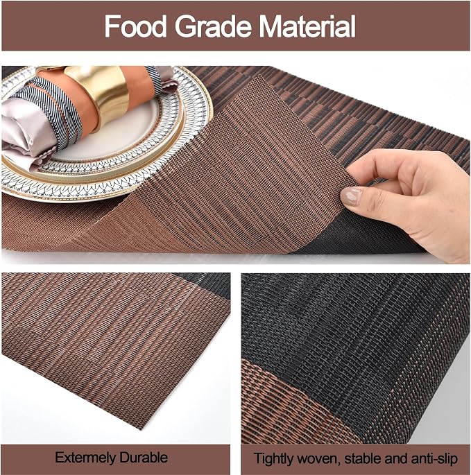 SLKQG Brown Placemats Set of 6 - Image 4