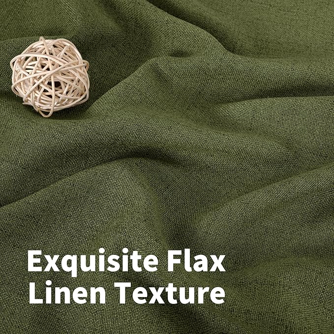 YoungsTex Olive Linen Curtains 72 Inch Length 2 Panels - Image 4