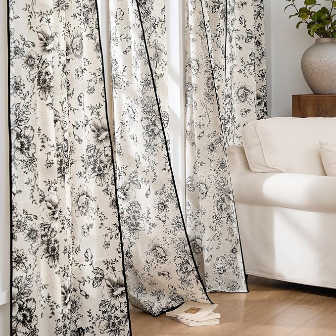 jinchan Floral Linen Curtains - Image 8
