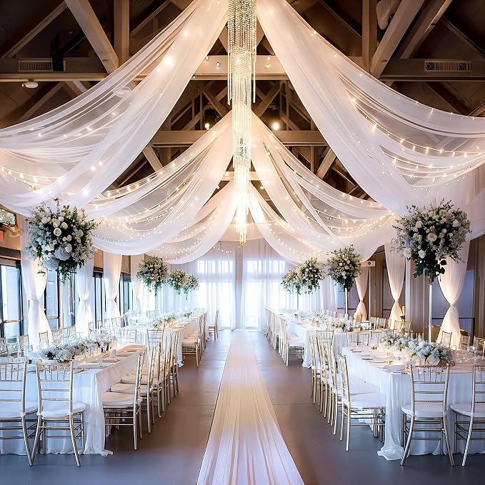 6 Panels White Ceiling Curtains - Image 9