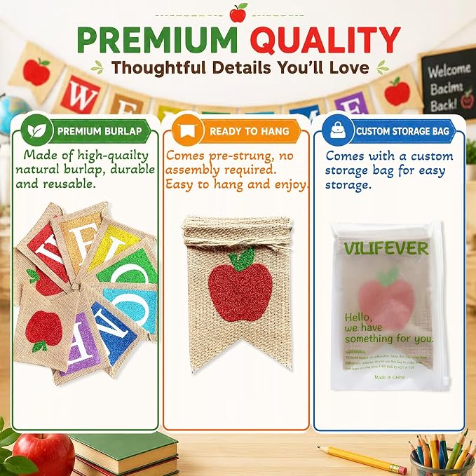 VILIFEVER Welcome Banner Classroom Decor Back to School Decorations | First Day - Image 2