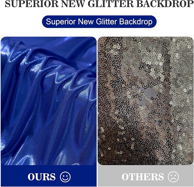 20x10ft Thick Royal Blue Glitter Backdrop Curtain Panels - Image 8