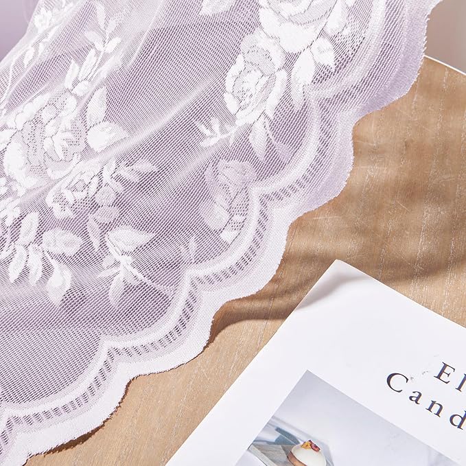 Lilac Purple Lace Curtains 63 Inch Length 2 Panels set Romantic Violet Flower - Image 6