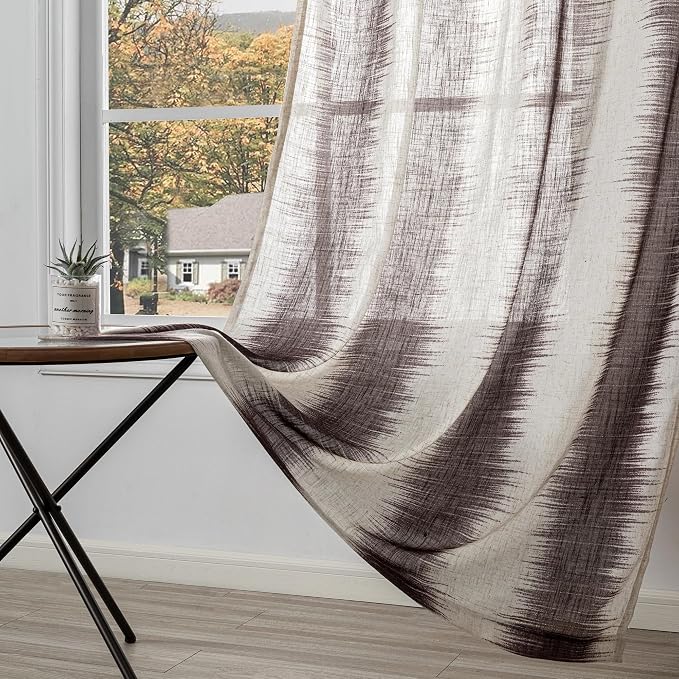 MYSKY HOME Bedroom Curtains Linen Textured Semi Sheer Curtains 63 Inch Length - Image 6