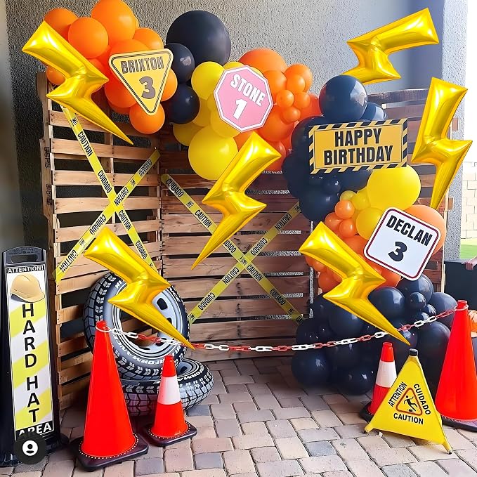 6Pcs Lightning Balloons Bolt Foil Party, 36 Inch Yellow Flash Lightning Shaped - Image 4