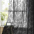 Treatmentex Damask Lace Sheer Curtains Black by Treatmentex