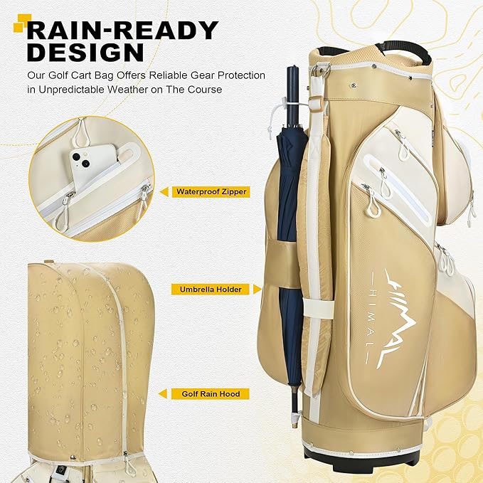 Golf Cart Bag, 15 Way Organizer Divider Top with Handles and Rain Cover