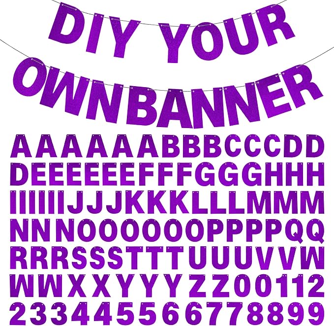 DIY Banner Kit with Letters Glitter Banner Letters Customizable Birthday by mifengda