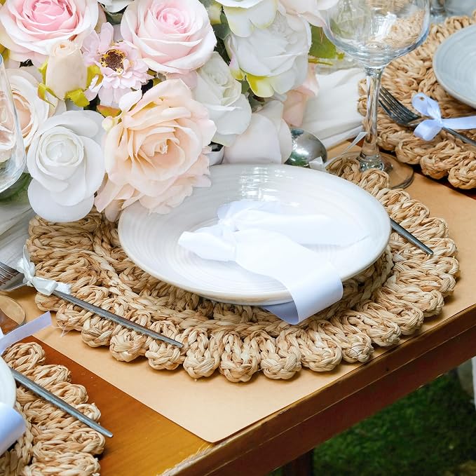 13.8" Corn Husk Woven Round Placemats Set of 8 - Image 2