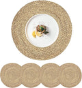 Woven Placemats for Dining Table Set of 4, 100% Natural Straw, Rustic Round by CYSISTERS