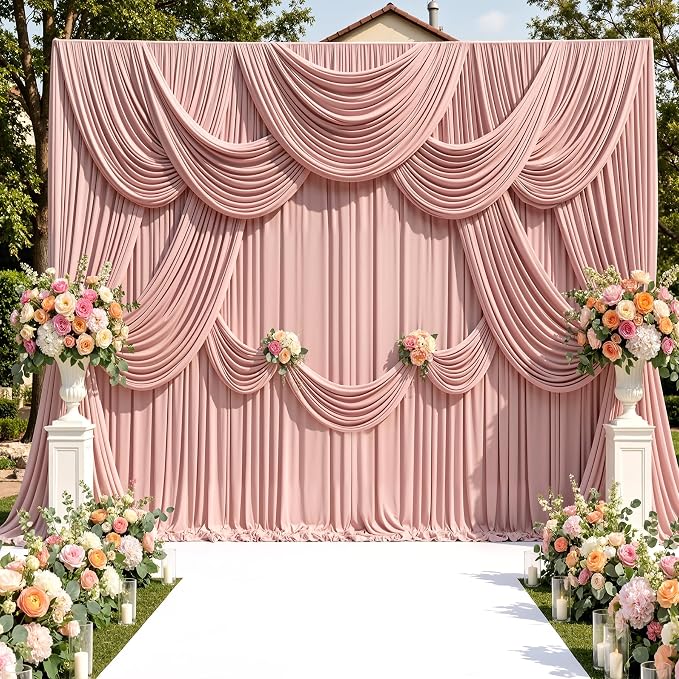30ftx10ft Wrinkle Free Dusty Pink Backdrop Curtains - Image 7