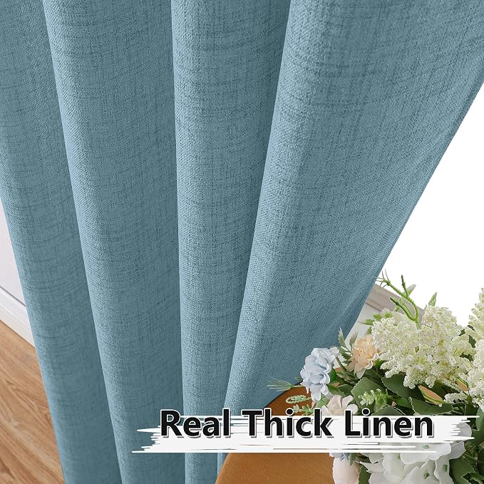 Tollpiz Linen Tier Curtain Rod Pocket Semi Sheer Half Kitchen Curtains Burlap - Image 3