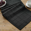 Linen Checked Farmhouse Table Runner, 13x48 Inches Black | Raised Grid Design by ZEEMARTONLINE