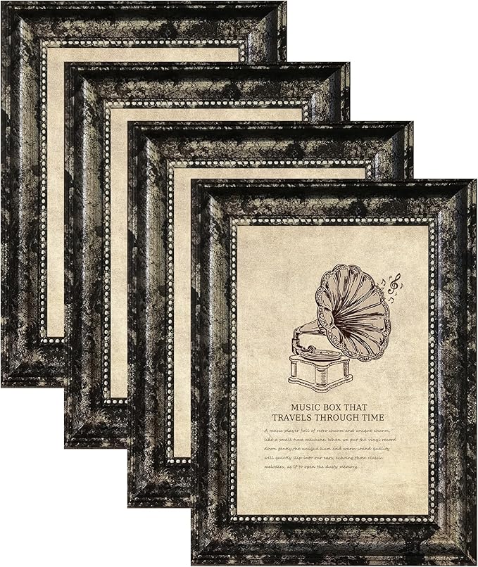 TKGYU 8x10 Picture Frame with Real Glass, 4 Pack Ornate Vintage Picture Frames for Wall or Tabletop Display, 8 x 10 Photo Frame for Wall home best gift