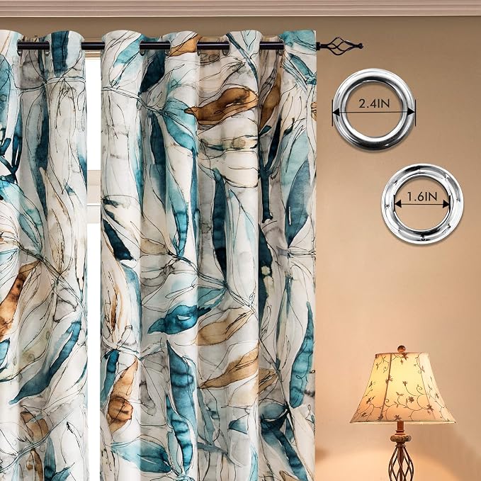 SUBRTEX Light Flitering Curtains 52Wx95L, Room Darkening Vibrant Floral Drapes - Image 3