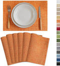Demetex Orange Placemats Set of 6 Linen Place Mats Modern Washable Table Plate by DEMETEX
