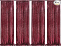 Sequin Curtain 4 Panels 2x8FT Burgundy Sequin Backdrop by QueenDream