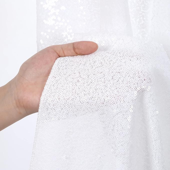 White Sequin Backdrop Curtains-4 Panels 2FTx8FT White Backdrop - Image 6