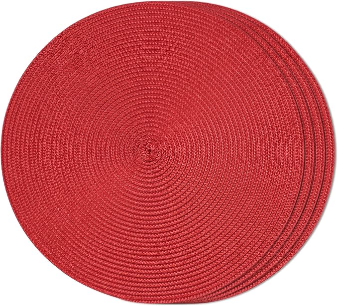 FunWheat Round Braided Placemats Set of 4 Table Mats by FunWheat