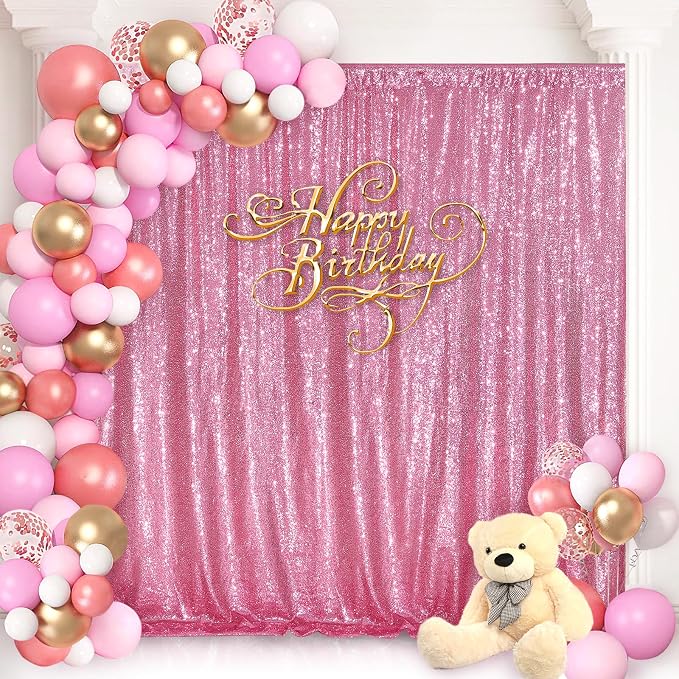 Blush Pink Sequin Backdrop Glitter Backdrop Curtains 10ft x 10ft Glitter - Image 3