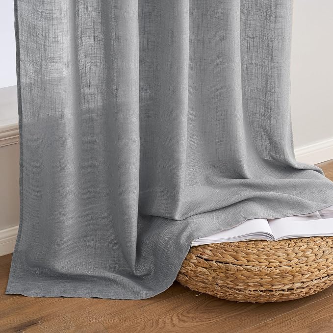 MIULEE Grey Linen Curtains 52x84 Inch Length - Image 7