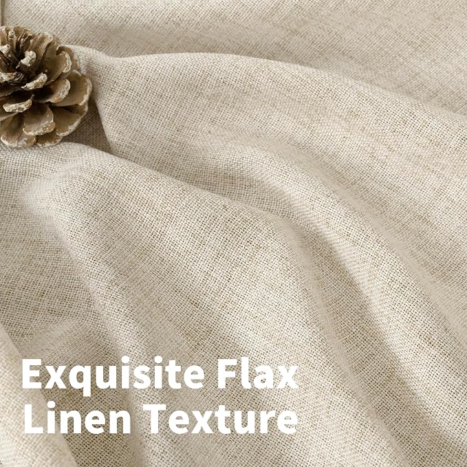 YoungsTex Linen Cafe Curtains 36 Inch Length 2 Panels, Short Half Window Drapes - Image 4